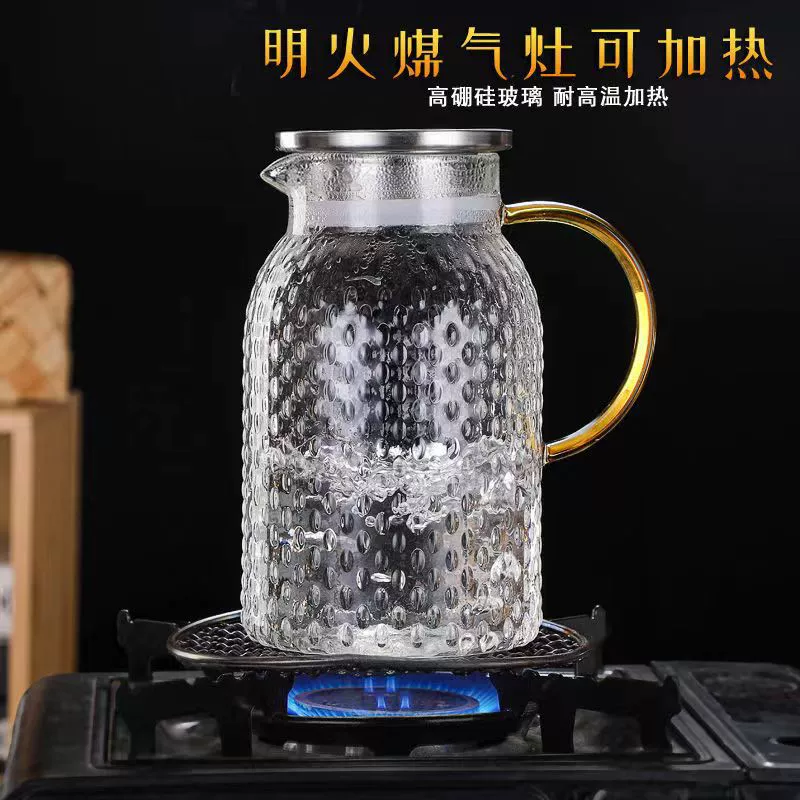 Большой стеклянный чайник с лимоном, увеличенная толщина