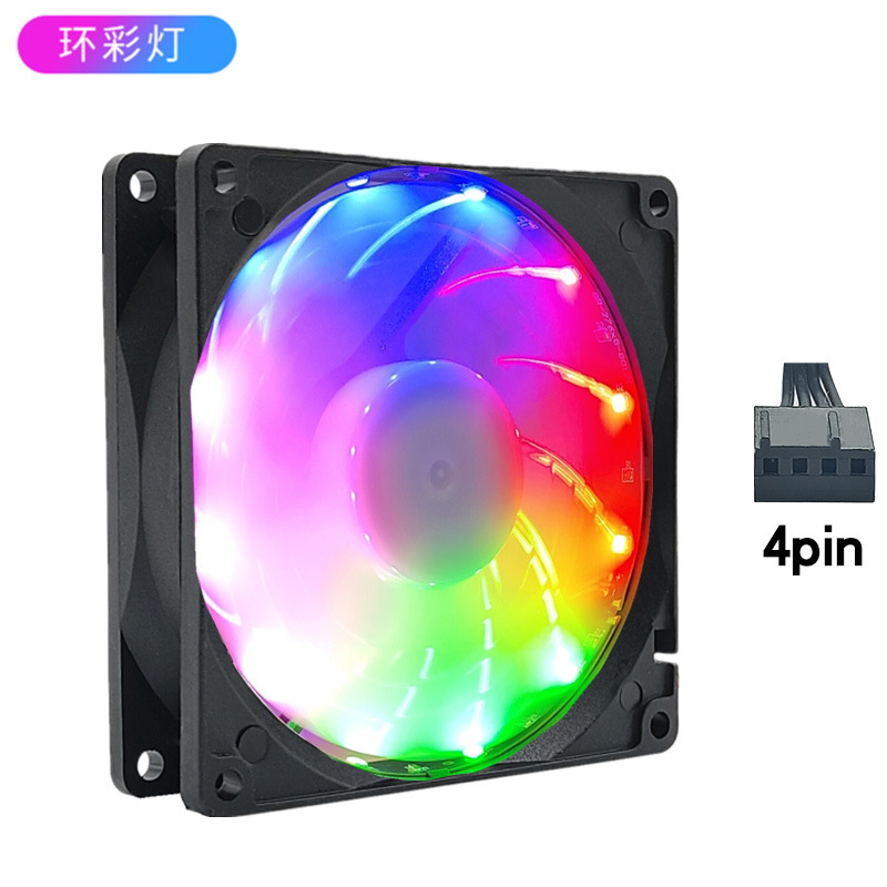 デスクトップ CPU 冷却ファン 9 センチメートルサイレント小型 4Pin ファン 3 ピンコンピュータ 4Pin 4 線式カラーライト pwm 温度制御|undefined