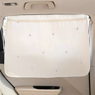 Car Sunshade, Cotton Embroidered Car Sunshade, Heat Insulation Sunshade, Cute Cartoon Suction Cup Car Curtain (Car curtains) - quilted-embroidered-edge-embroidered-curtain-bunny