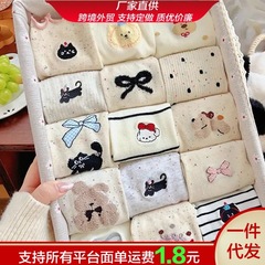 20款组合白色袜子女中筒袜春秋款ins百搭蝴蝶结点子耳边日系可爱