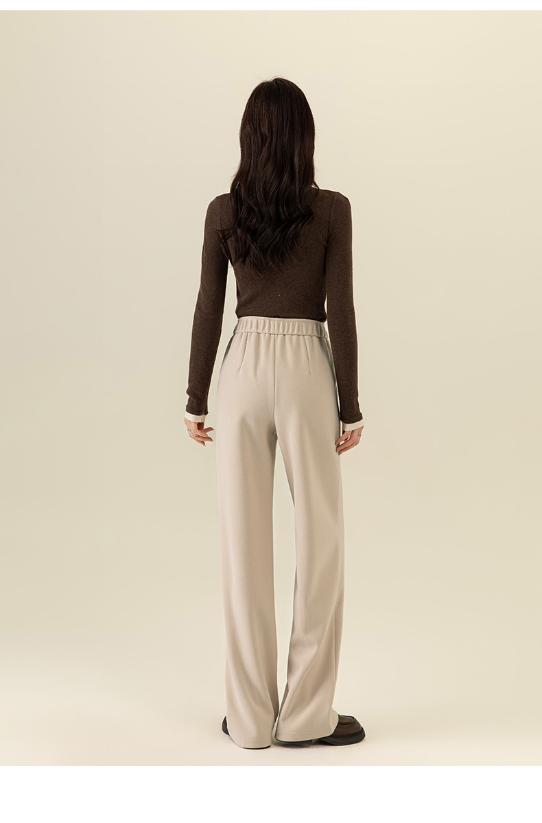 Quần culottes nữ ống rộng lưng thun dáng suông mềm mại — Màu be chi tiết 21