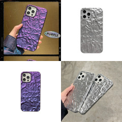 Ins風メッキ折り紙紋適用iphone16 promax携帯ケースリンゴ15マット赤紫14/13ソフト