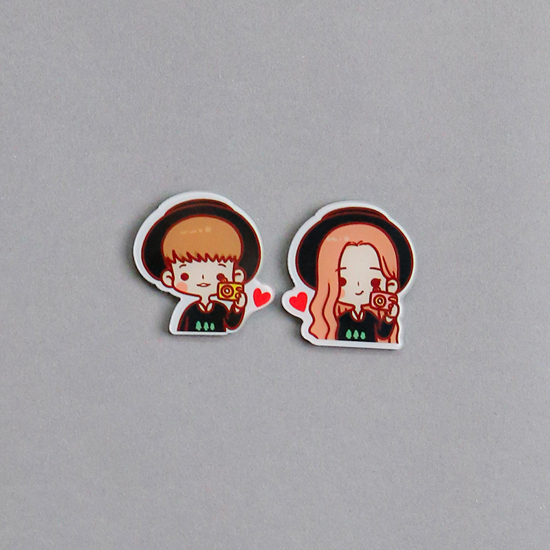 Personajes de dibujos animados pareja de acrílico adsorción pegatinas de refrigerador EVA alfanuméricos pegatinas de refrigerador DIY pegatinas magnéticas decoración