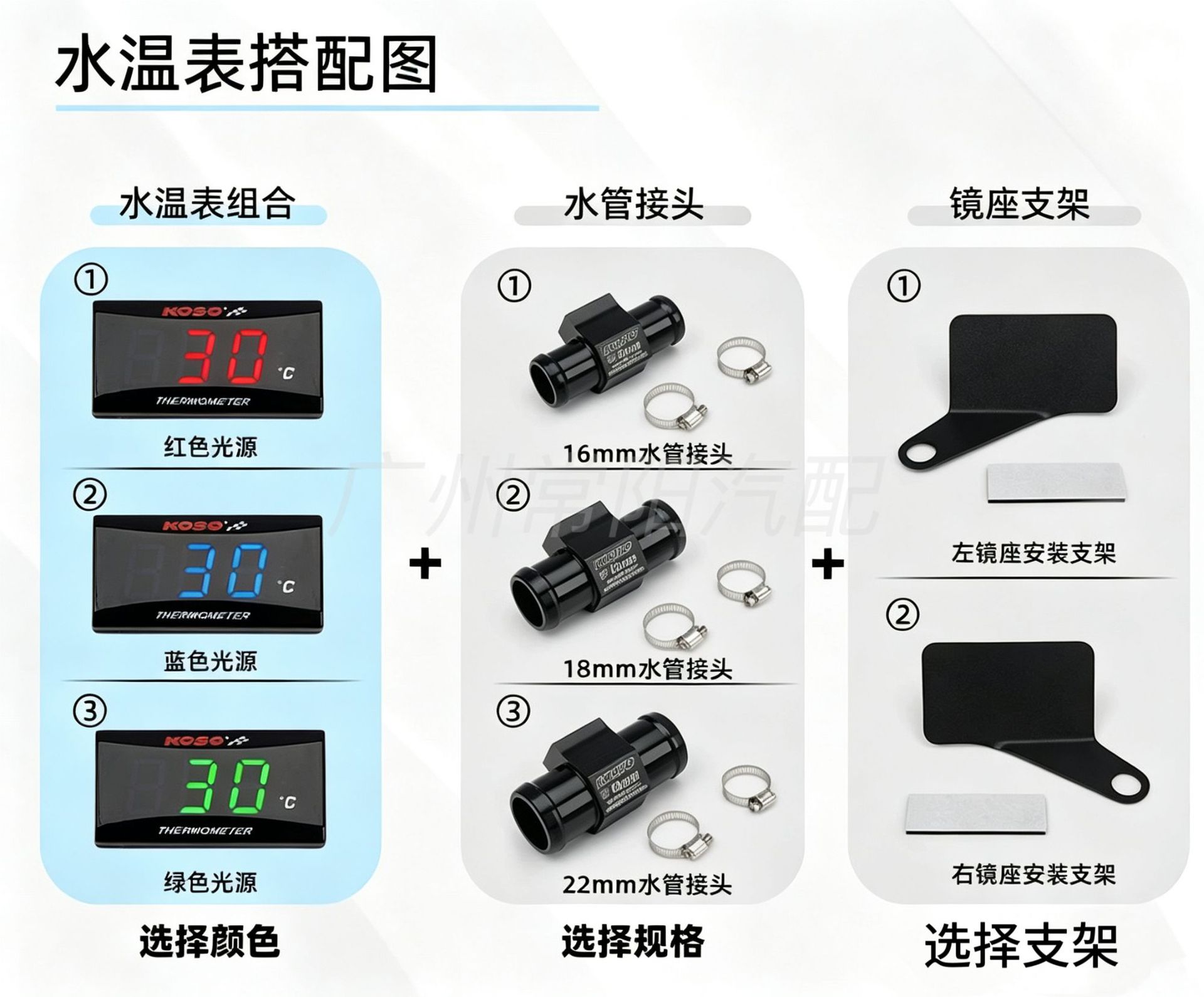 Motorcycle KOSO water temperature gauge, waterproof, new and stylish, for BWS Thunder models, slim design, displays temperature in Celsius