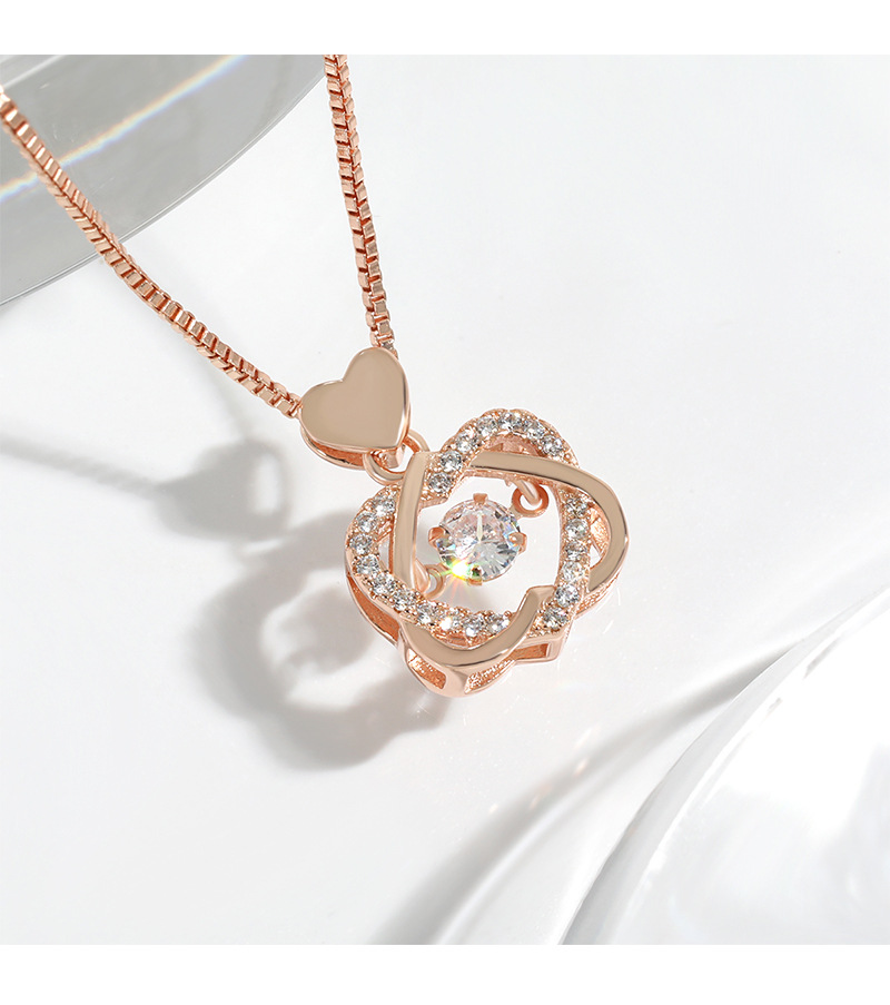 Simple Style Heart Shape Copper Rhinestones Pendant Necklace 1 Piece