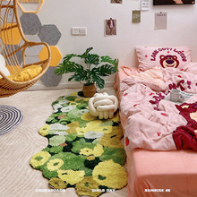 卧室地毯长条床边毯森林苔藓地垫床前北欧风客厅异形飘窗毯