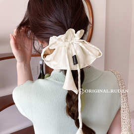 新款马蹄莲花苞抽绳发圈缎面高级感飘带发绳女甜美气质丸子头发饰
