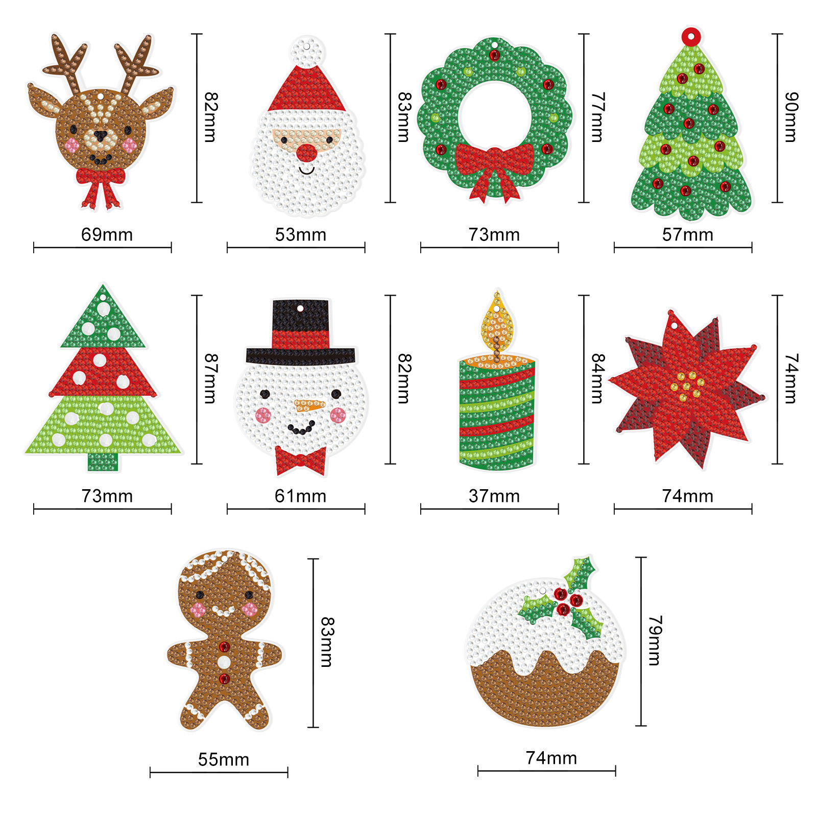 Pintura de diamantes alrededor de Halloween PET material acrílico perforación bordado colgante de Navidad hecha a mano colgante de decoración de sala de estar