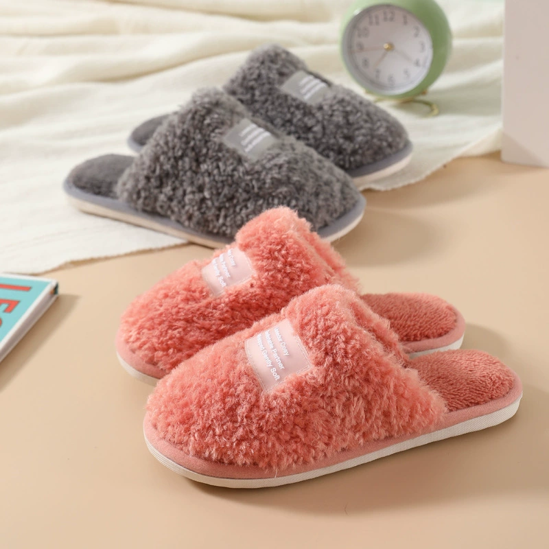 Новые осенне-зимние домашние хлопковые тапочки для пары, женские утолщенные теплые плюшевые тапочки с закрытым носком для мужчин