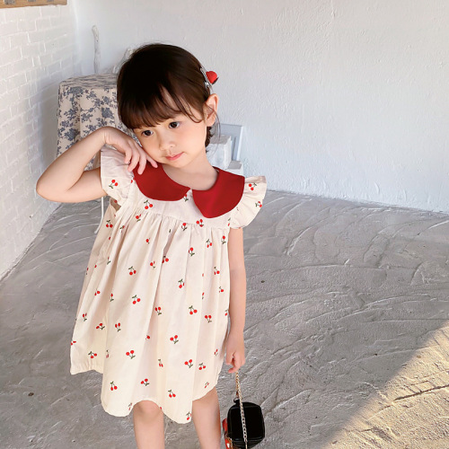 Girls Dress  Summer Children's Summer Style Doll Collar Cotton Small Fresh Baby Baby Dress