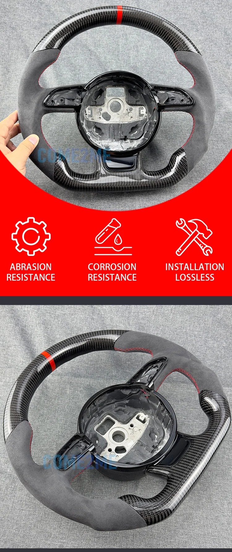 Carbon fiber steering wheel suitable for Audi A4 A5 A6 A7 Q3 Q5 Q7 flat-bottom sports steering wheel