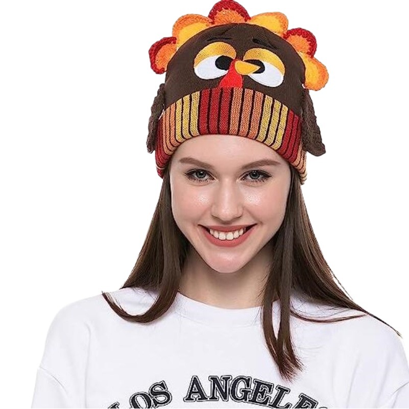 Amazon cross-border handmade knitted Thanksgiving turkey hat knitted hat party decoration shooting props autumn and winter hat