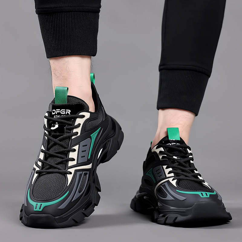 Zapatos de hombre, zapatos de papá, zapatos de moda ins de todo fósforo, zapatos para correr transpirables con suela gruesa negra, zapatos deportivos casuales