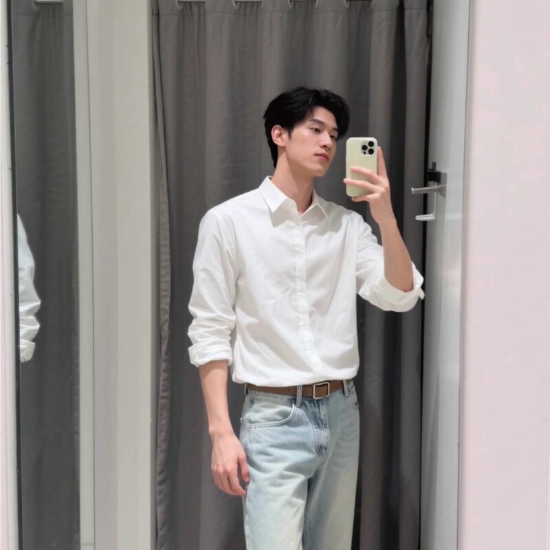 White Shirt for Men with a Husband-Like Vibe, High-End, Cool and Understated Style, Long-Sleeved Shirt, Trendy Brand, Inner Layer for a Suit