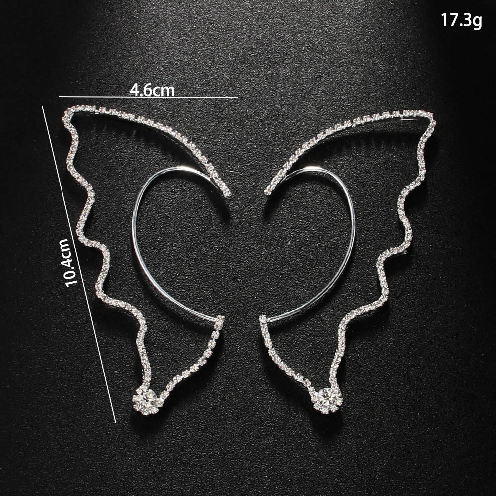 Daily Occasion 1 Pair Shiny Butterfly Plating Inlay Copper Rhinestones Ear Cuffs