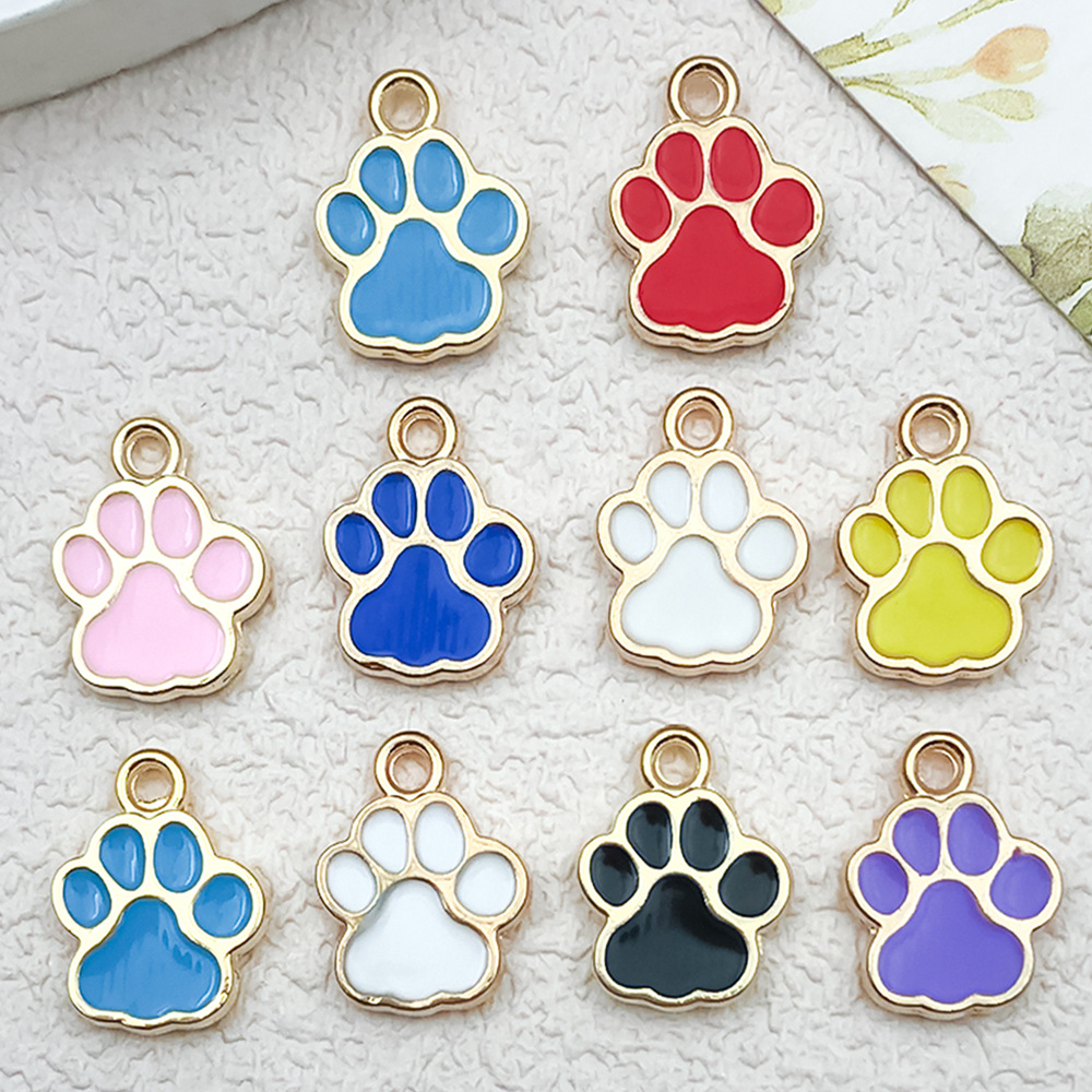 滴油合金猫爪脚掌脚印diy饰品配件耳饰项链手链钥匙扣挂件吊坠