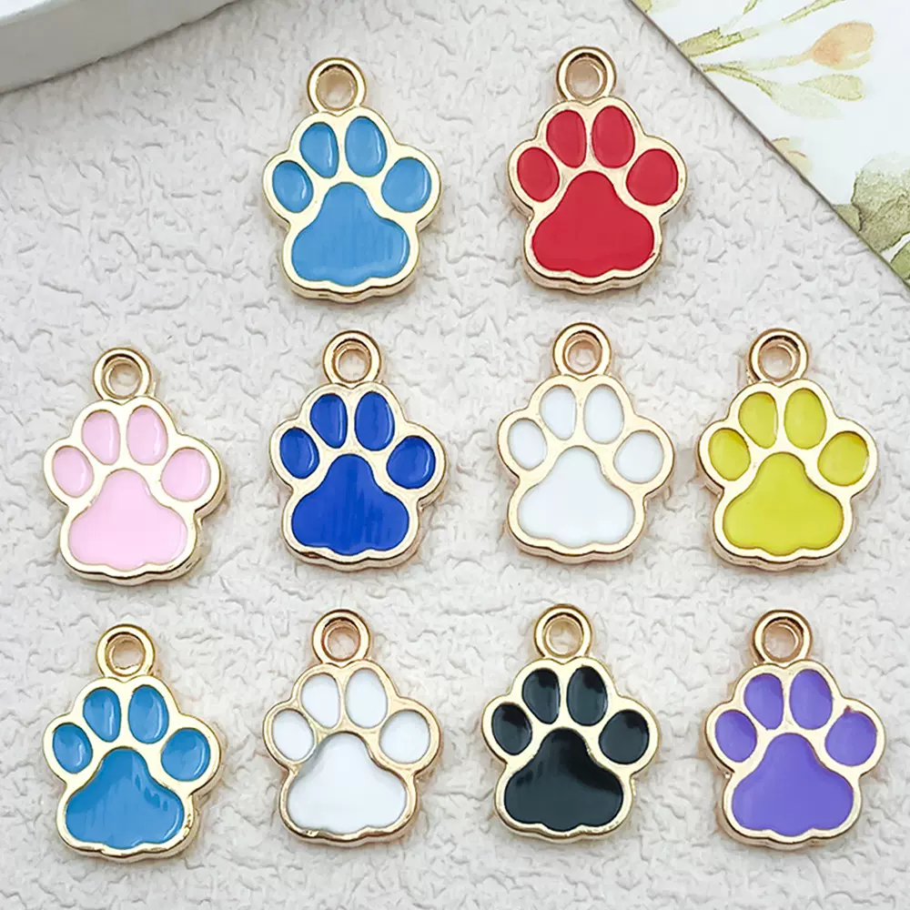 滴油合金猫爪脚掌脚印diy饰品配件耳饰项链手链钥匙扣挂件吊坠
