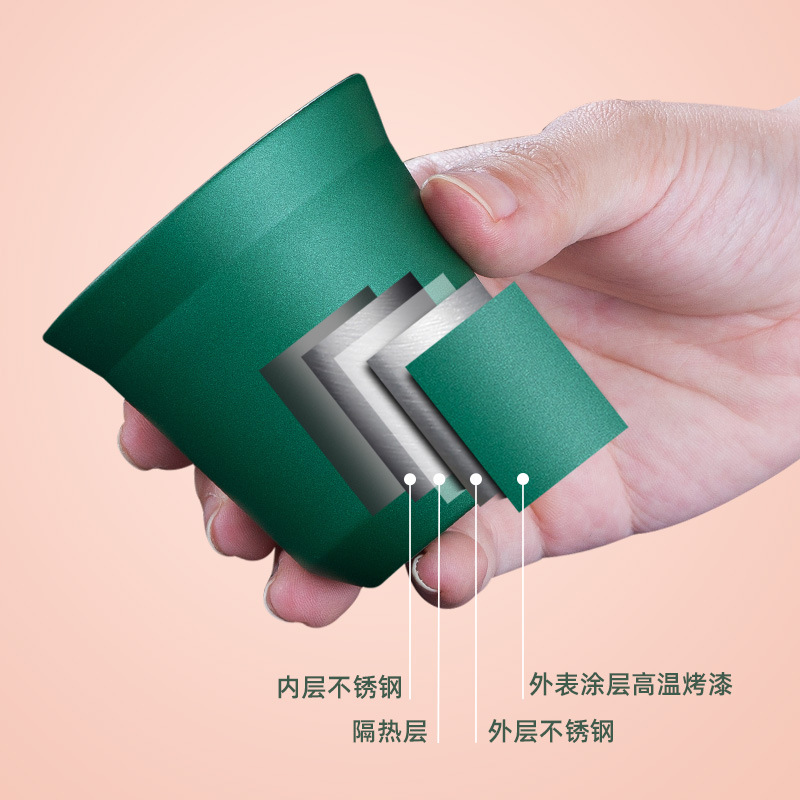 Transfronterizo Comercio electrónico 304 Acero inoxidable pequeña capacidad taza mini taza de café fábrica al por mayor de acero inoxidable taza de café de doble capa