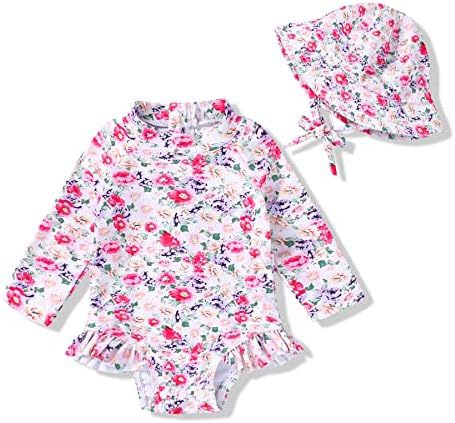 Traje de baño para niños europeos y americanos Traje de baño para niñas de una pieza Ropa de protección solar de manga larga con cremallera de sombrero Estilo explosivo transfronterizo de Amazon
