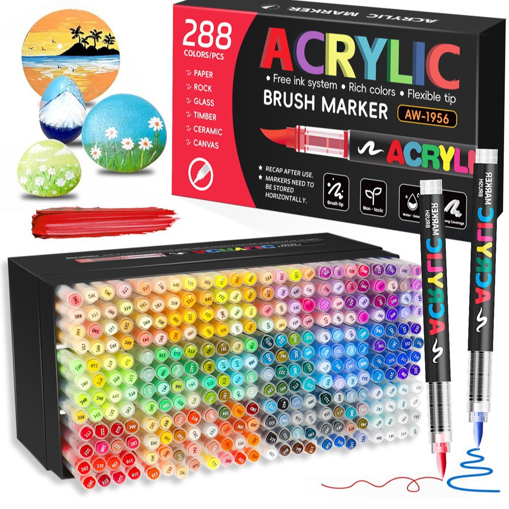 Marcador acrílico recto transfronterizo 240 colores de cabeza suave color apilable estudiante arte pintura bricolaje libro de mano bolígrafo de graffiti