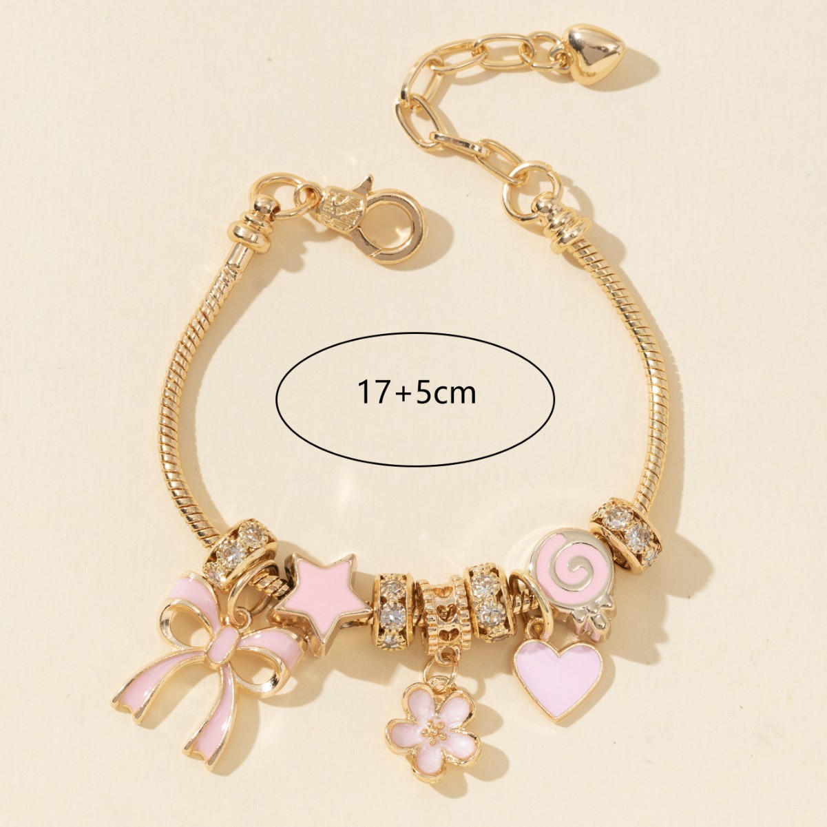 Panjia pulsera belleza transfronteriza DIY cuentas arco rosa amor lollipop colgante de flores joyas de moda