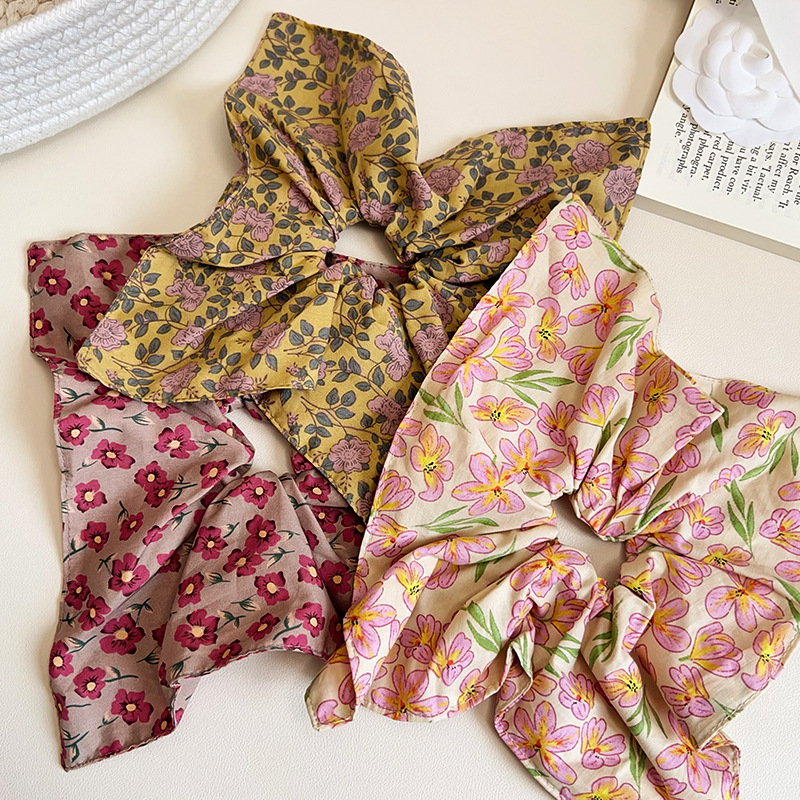 Cloth Material Pastoral Women's Flower Cloth Hair Tie