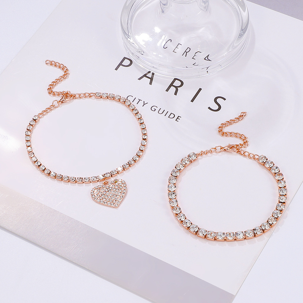 Alloy Material Wholesale Jewelry Elegant Retro Heart Shape Alloy Rhinestones Anklet