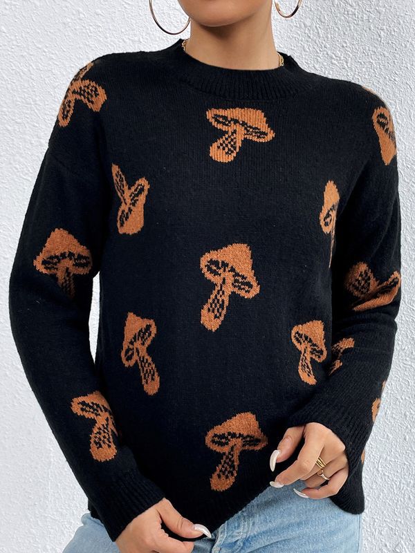 Transfronteriza Amazon jacquard cuello redondo suéter de punto para las mujeres 2023 otoño e invierno nuevo cráneo Halloween suéter image 5