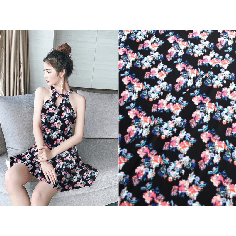 琪发纺织春夏新款现代碎花面料印花图案针织碎花连衣裙泳衣面料