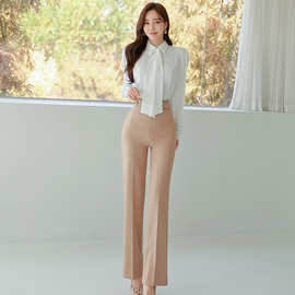 新款两件套2024春季韩版修身衬衫上衣时尚收腰职业女裤套装女