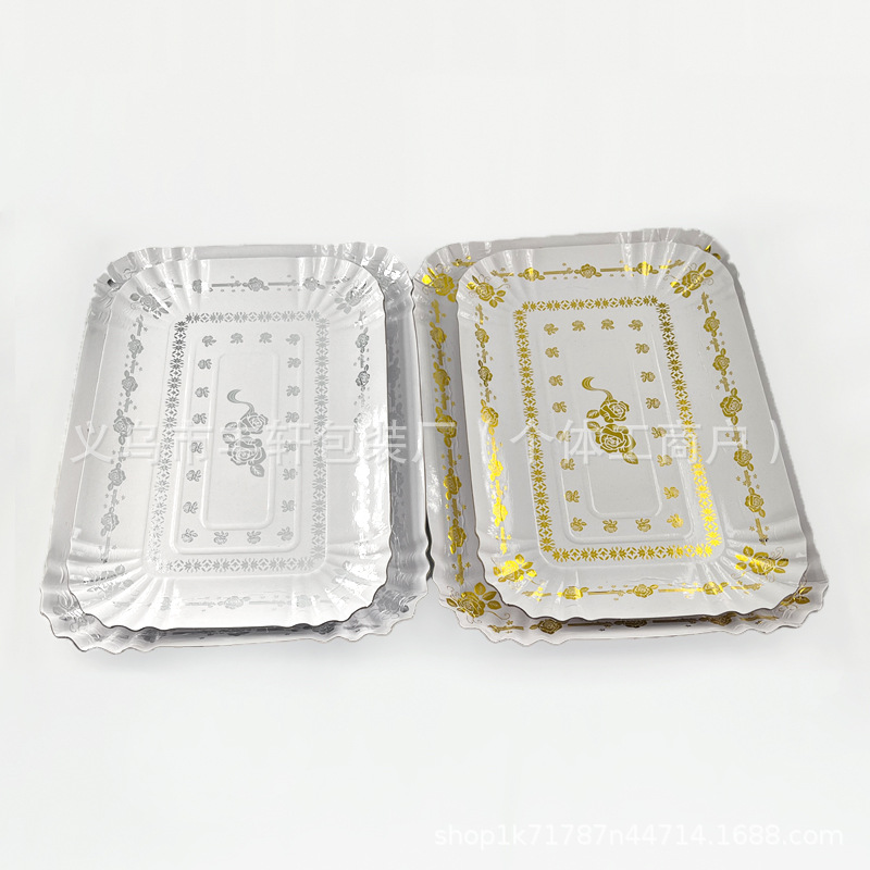 Fábrica de suministro directo desechable bandeja de papel de oro 1.6MM grueso bandeja de barbacoa filete de cordero bandeja gruesa de papel de aluminio al por mayor
