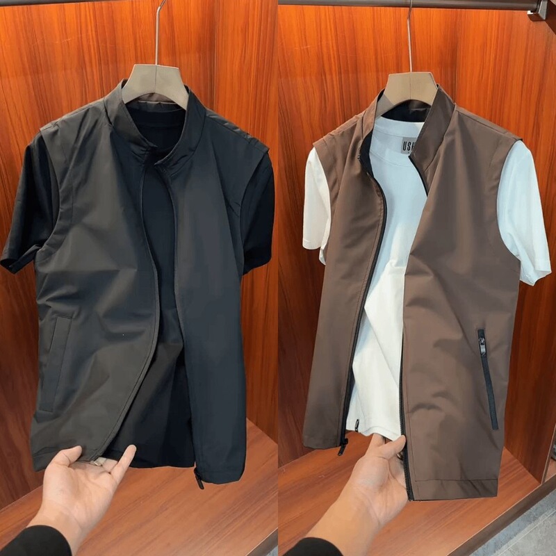 Spring and autumn men's new stand-up collar reversible vest, trendy and versatile with a unique style Spring and autumn men's new stand-up collar reversible vest, trendy and versatile with a unique style
