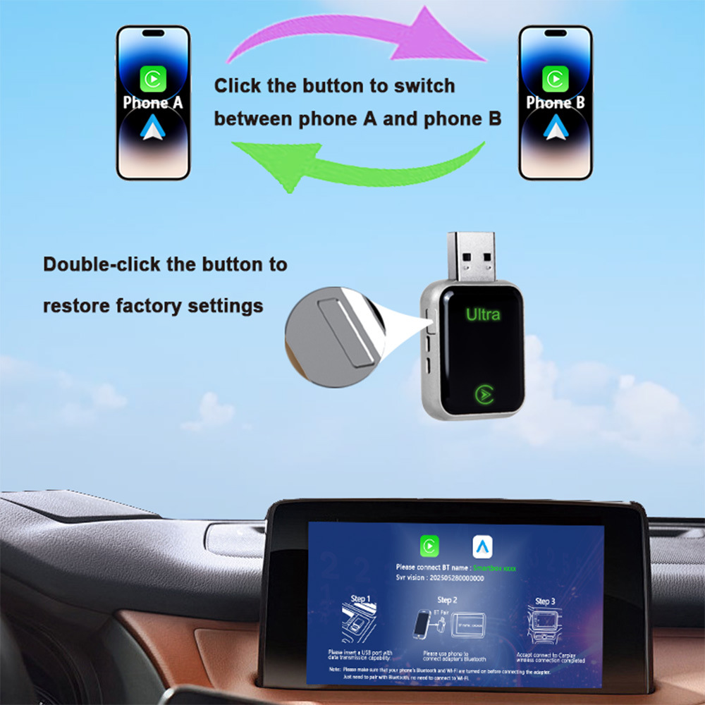 New Car Wireless Carplay Box Android Two-In-One Adapter Car Connectivity 2025 Cross-Border