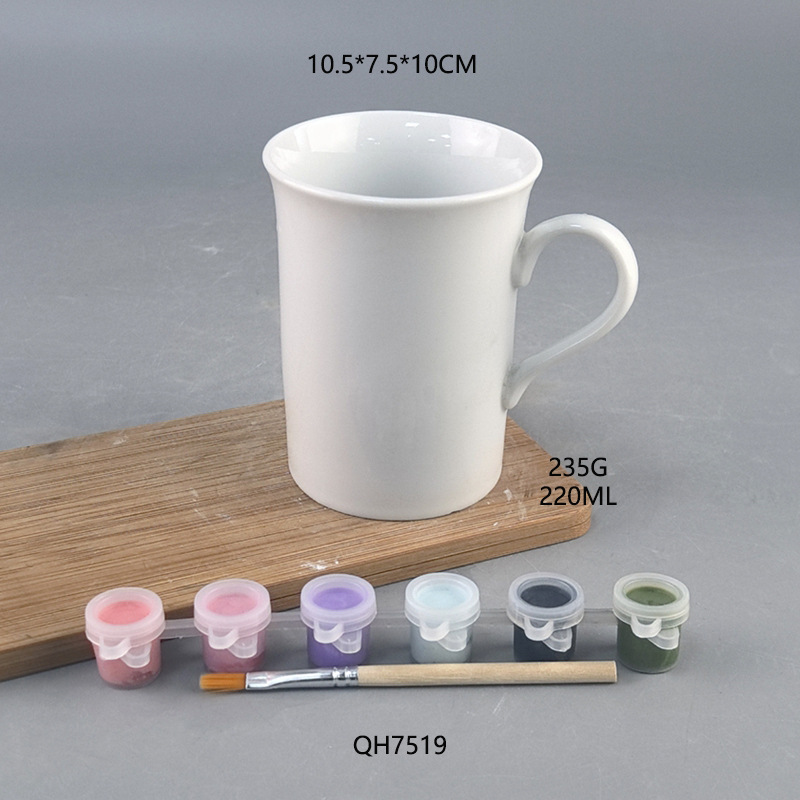 Taza de cerámica blanca pura de bricolaje Se puede fijar el logotipo Taza de café para el hogar de la oficina Taza de color del festival creativo publicitario