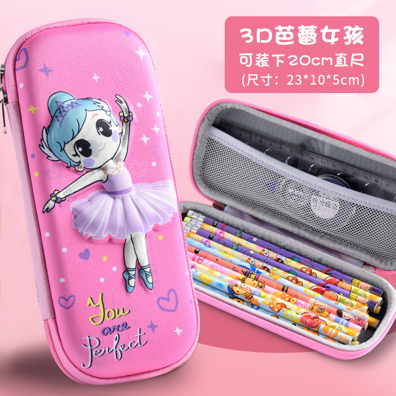26 nueva caja de lápiz 3D de cremallera de doble capa de estudiantes de primaria gran capacidad bolsas de papelería para niños bolsas de lápiz para niñas caja de papelería