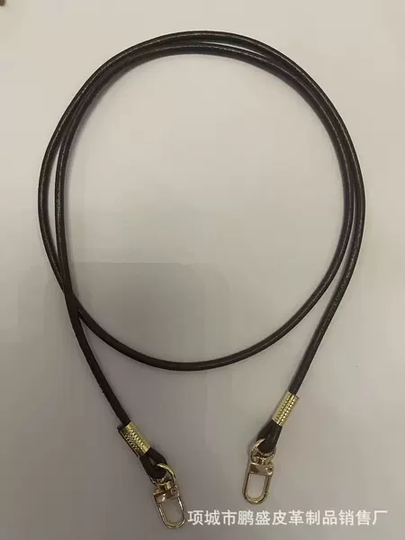 Dark coffee leather rope gold buckle