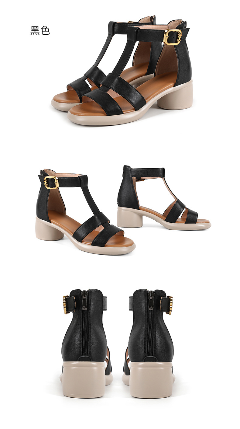 Sandal nữ bít mũi da bò thật đế dày phong cách mẹ bỉm thoải mái — Trắng kem【Da bò lớp đầu】 chi tiết 34