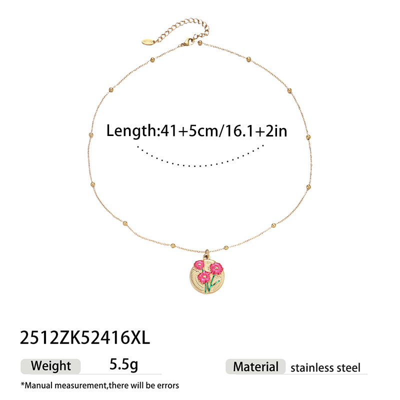 Tina francesa no se desvanece pequeña flor fresca collar de disco ligero nicho de lujo joyería de cadena de clavícula de acero inoxidable mayorista