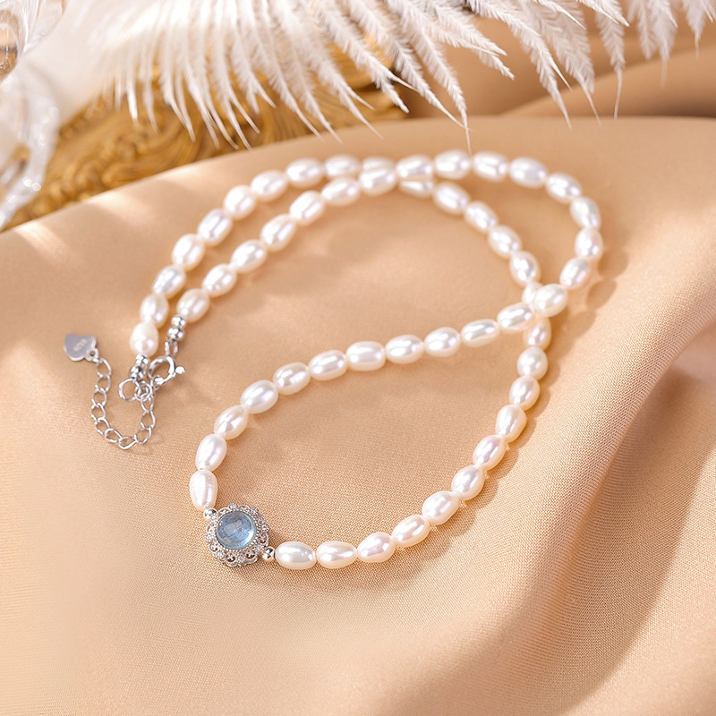 Vòng tay bạc S925 đính ngọc trai nước ngọt thiết kế cung điện gấp đôi — Một chiếc
