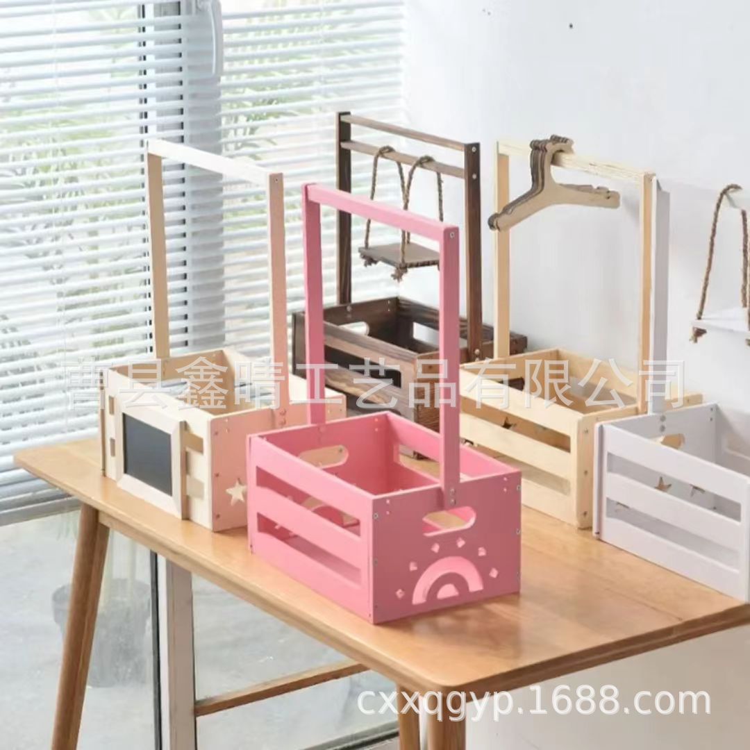 Caja de almacenamiento de juguetes para bebés de madera maciza portátil, estante de almacenamiento de ropa para niños de madera para el hogar, caja de ducha de madera para bebés