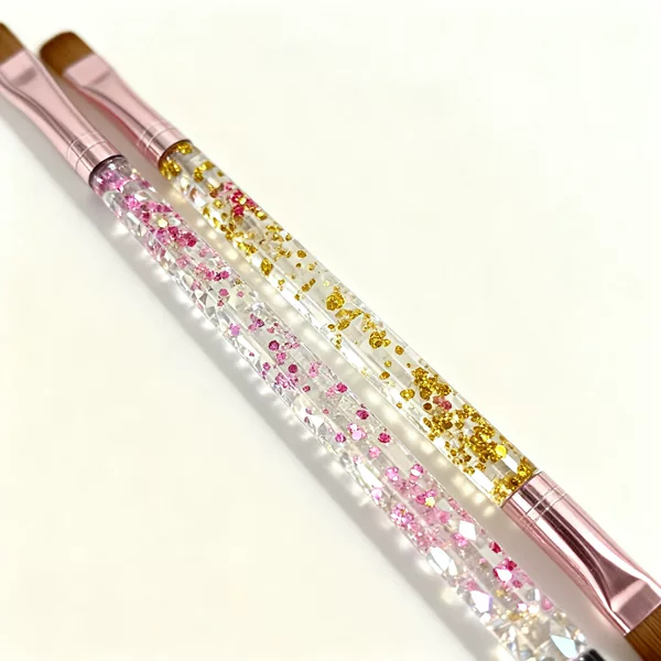 Glitter Transparent Handle Double-Ended Eyebrow Brush Angled Eyebrow Powder Brush Spiral Eyebrow Comb 2-in-1 Makeup Tool Manufacturer