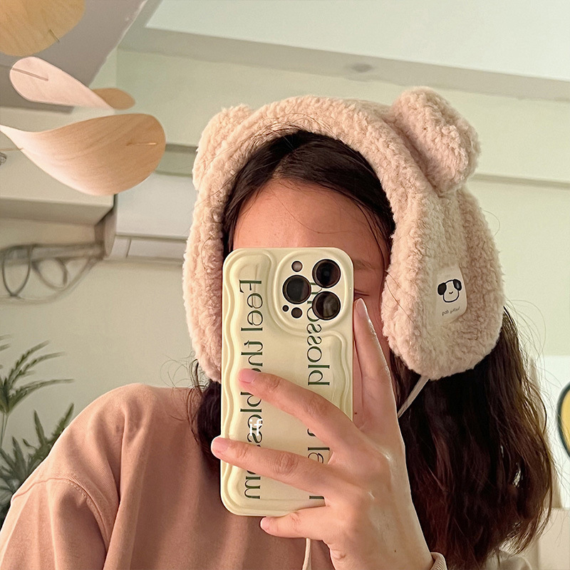 INS nuevo a prueba de frío oso orejeras invierno felpa oreja de dibujos animados cubierta caliente chica suave chica orejas calientes hembra