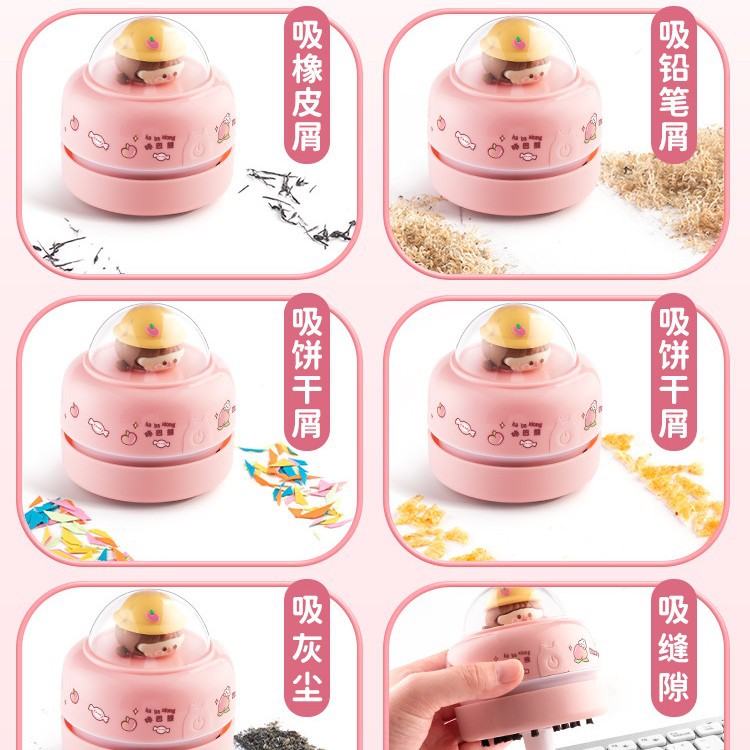 Kaba oso batería de dibujos animados de escritorio aspiradora borrador máquina de limpieza de chips artefacto estudiante teclado succión