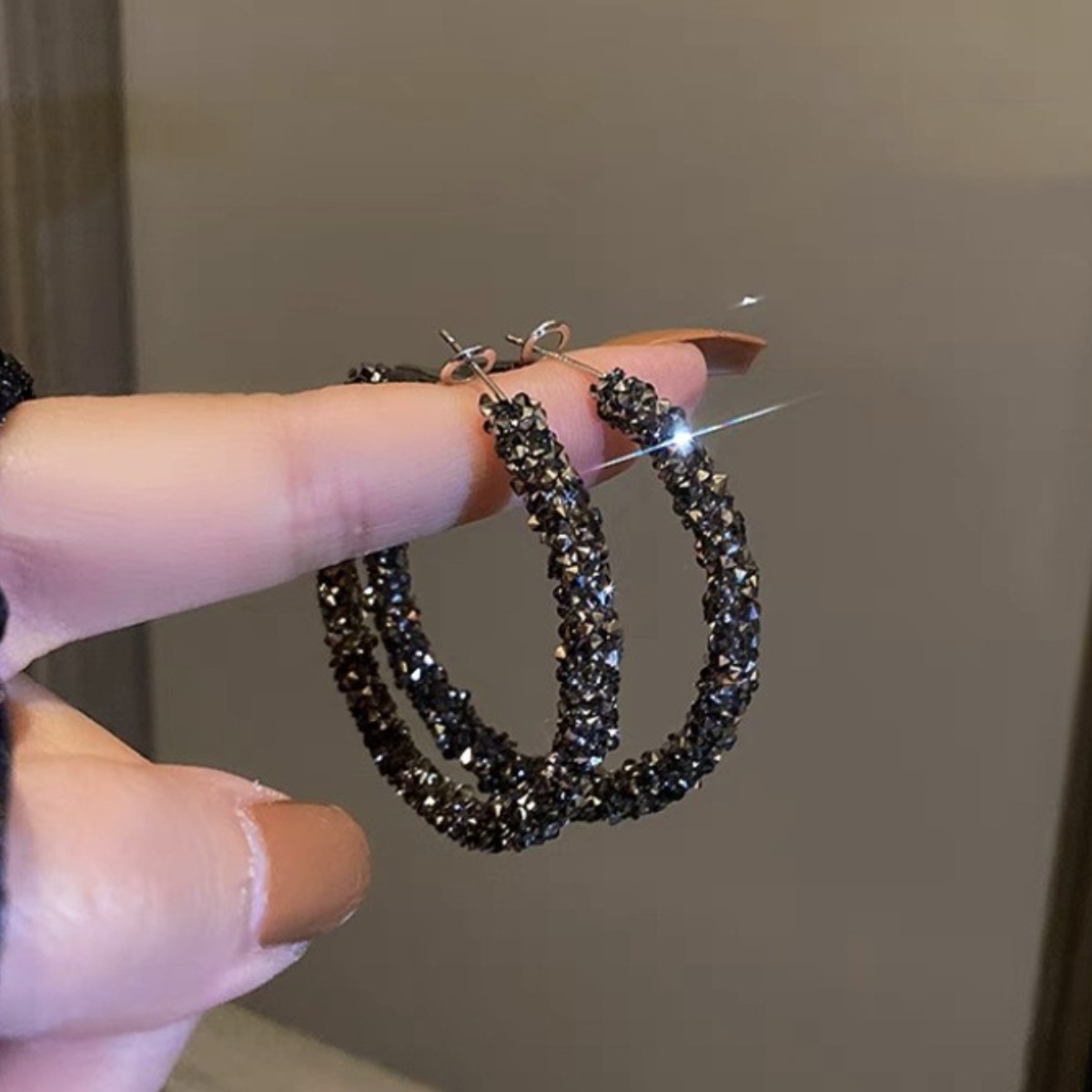 亞馬遜跨境歐美大圓圈耳環高級感滿鑽時尚氣質圓環耳圈圈耳墜耳飾