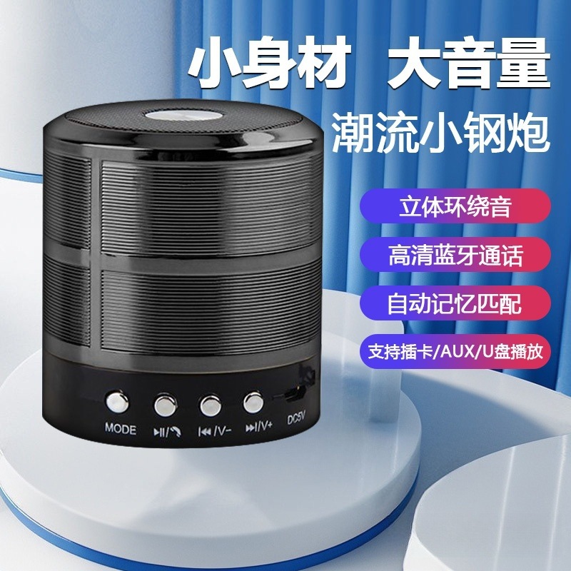 [Hifi Sound Quality] Mini Small Steel Cannon Card Audio Outdoor Cycling Portable Car Bluetooth Speaker Ws-887