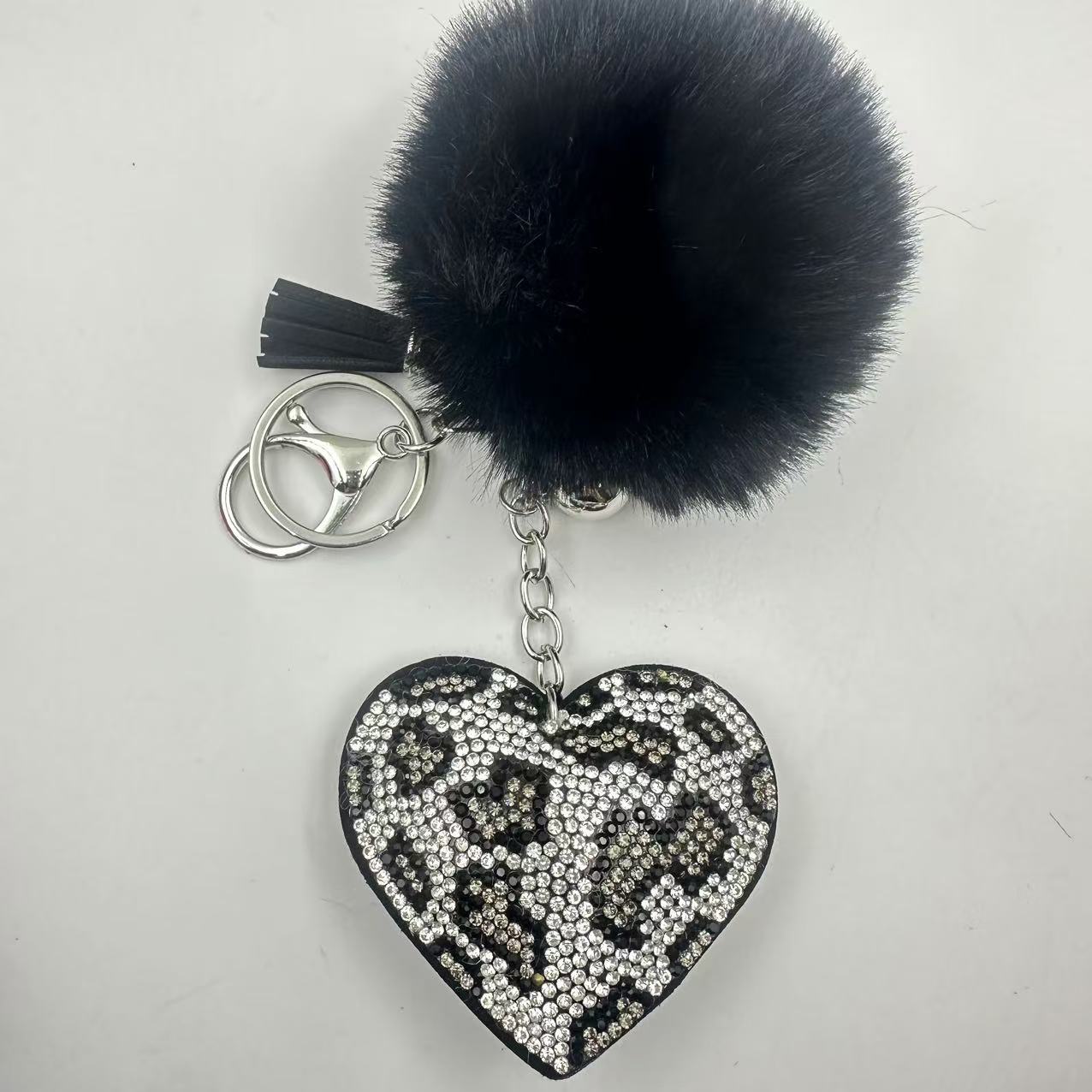 55g Weight Rhinestones Inlay Material Keychain Classification 1 Piece Quantity Daily Occasion Plush Material Heart Shape Pattern Unisex Gender Sweet, Korean Style Style Sweet Korean Style Heart Shape Plush Rhinestones Unisex Keychain 8
