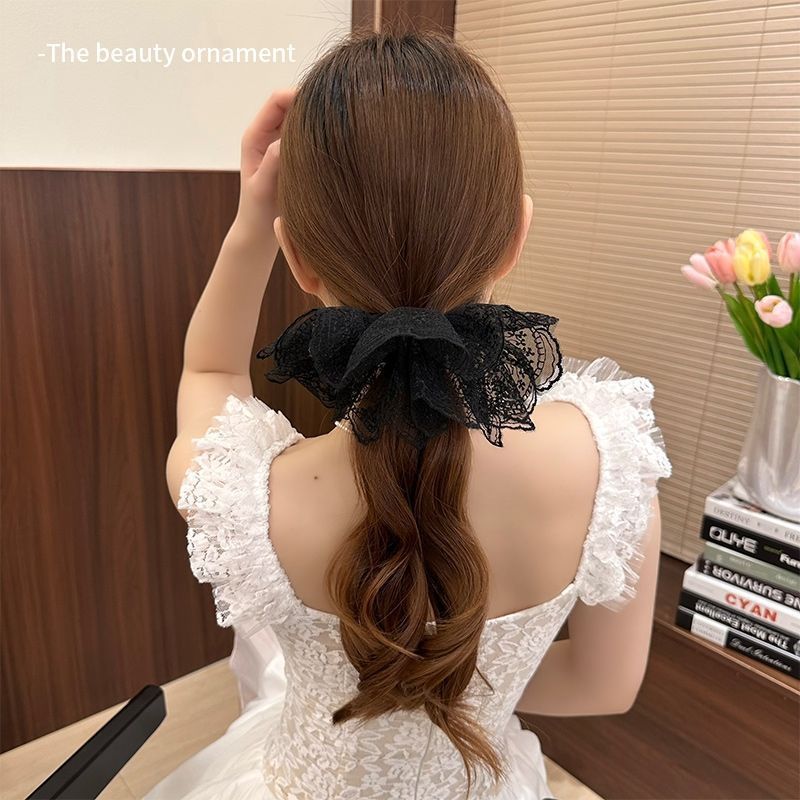 2025 フレンチレーススカートヘアバンドバレエスタイル女性のハイエンド西洋ファッションヘッドフラワーヘアロープヘアアクセサリー|undefined