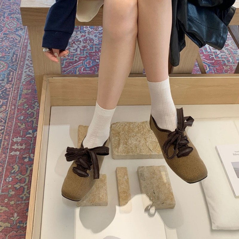 复古韩版时尚方头单鞋女鞋子2025年秋季新款百搭系带平底休闲鞋子|undefined