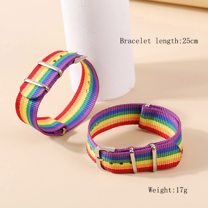 Bracelet Couple Tissé Couleur Arc-en-ciel Coréen display picture 1