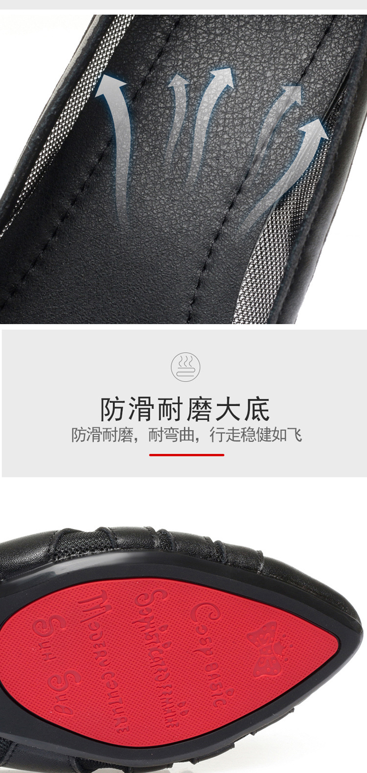 Sandal nữ da bò gót vuông thấp quai chữ V miệng nông mùa hè — Màu be xám (toàn bộ da bò) chi tiết 6